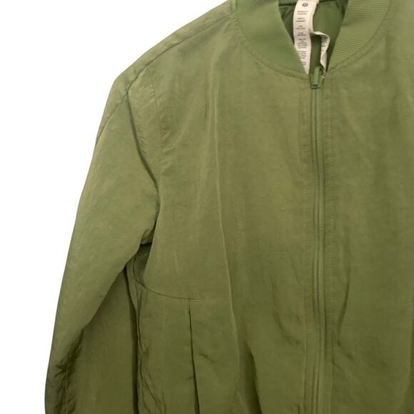 Lululemon Non Stop Bomber Jacket Womens Size 2 Green Reversible Lightweight Coat - Picture 3 of 10